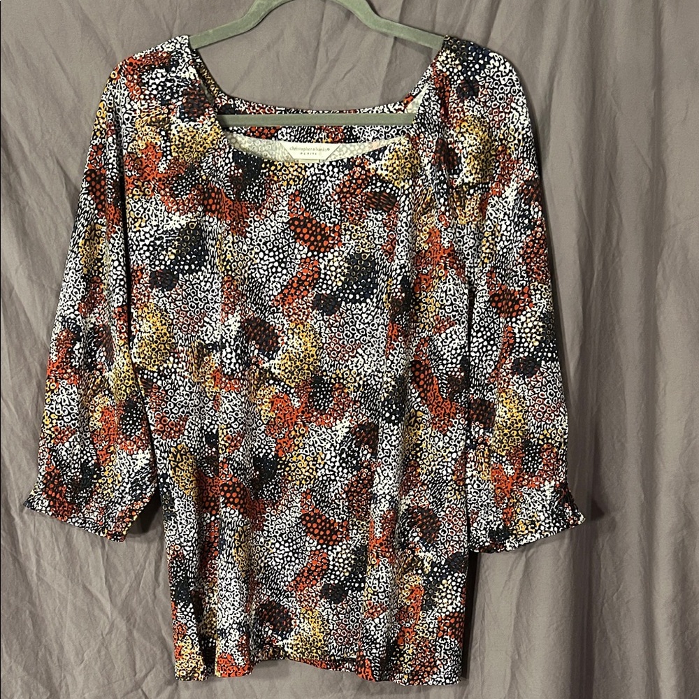 Christopher & Banks Multicolor Abstract Blouse Large Petite